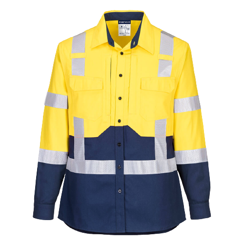 Portwest Ladies Hi-Vis Stretch Long Sleeve Shirt 2 Tone Reflective Safety LS502- Bannav S Bannav LLC 