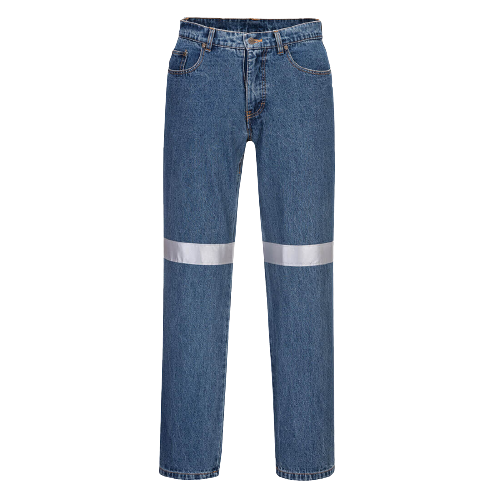 Portwest Denim Pants with Tape Pre Shrunk Reflective Tape Straight Pant MW169- Bannav S Bannav LLC 