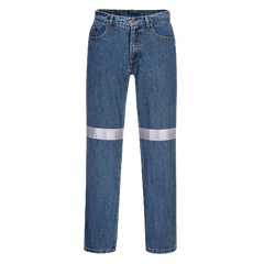 Portwest Denim Pants with Tape Pre Shrunk Reflective Tape Straight Pant MW169- Bannav S Bannav LLC 