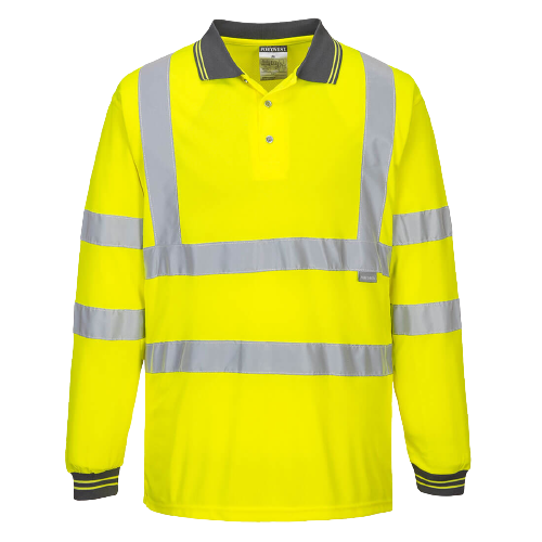 Portwest Hi-Vis Long Sleeved Polo 2 Tone Reflective Taped Work Safety S277- Bannav S Bannav LLC 