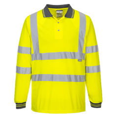 Portwest Hi-Vis Long Sleeved Polo 2 Tone Reflective Taped Work Safety S277- Bannav S Bannav LLC 