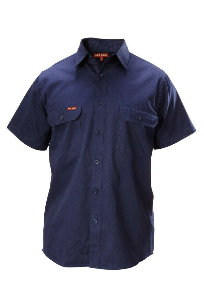 Hard Yakka Cotton Drill Work Shirt Button Short Sleeve Workwear Top Y07510- Bannav S Bannav LLC 