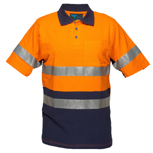 Portwest Short Sleeve Cotton Pique Polo with Tape HiVisTex Reflective Work MP618- Bannav S Bannav LLC 