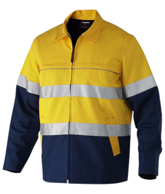 KingGee Mens Reflective Spliced Drill Jacket Cotton Flannel Work Safety K55905- Bannav S Bannav LLC 