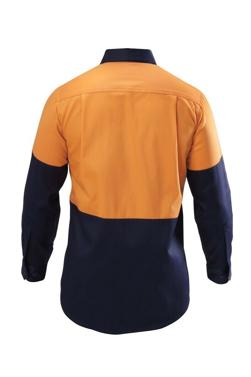 Hard Yakka Shirt Hi-Vis 2 Tone Long Sleeve Drill Work Safety Cotton Y07982- Bannav S Bannav LLC 