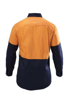 Hard Yakka Shirt Hi-Vis 2 Tone Long Sleeve Drill Work Safety Cotton Y07982- Bannav S Bannav LLC 