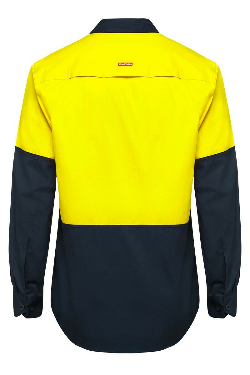 Hard Yakka Core Hi-Vis Vented Cotton Twill Work Long Sleeve Shirt Y07950- Bannav S Bannav LLC 