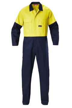 Hard Yakka Hi-Vis 2 Tone Work Phone Cotton Drill Coverall Overalls Y00270- Bannav S Bannav LLC 