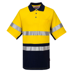 Portwest Short Sleeve Cotton Pique Polo with Tape HiVisTex Reflective Work MP618- Bannav S Bannav LLC 