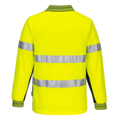 Portwest Mens Prime Mover Long Sleeve Micro Mesh Polo Taped Work Hi-Vis MP513- Bannav S Bannav LLC 