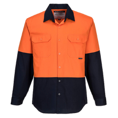 Portwest Hi-Vis Two Tone Regular Weight Long Sleeve Shirt Work Safety MS901- Bannav S Bannav LLC 