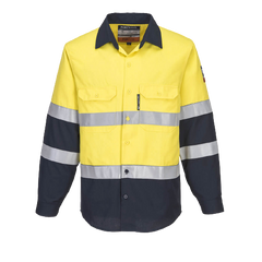 Portwest Mens Prime Mover Hi-Vis Work Shirt Long Sleeve Closed Front Taped FR04- Bannav S Bannav LLC 