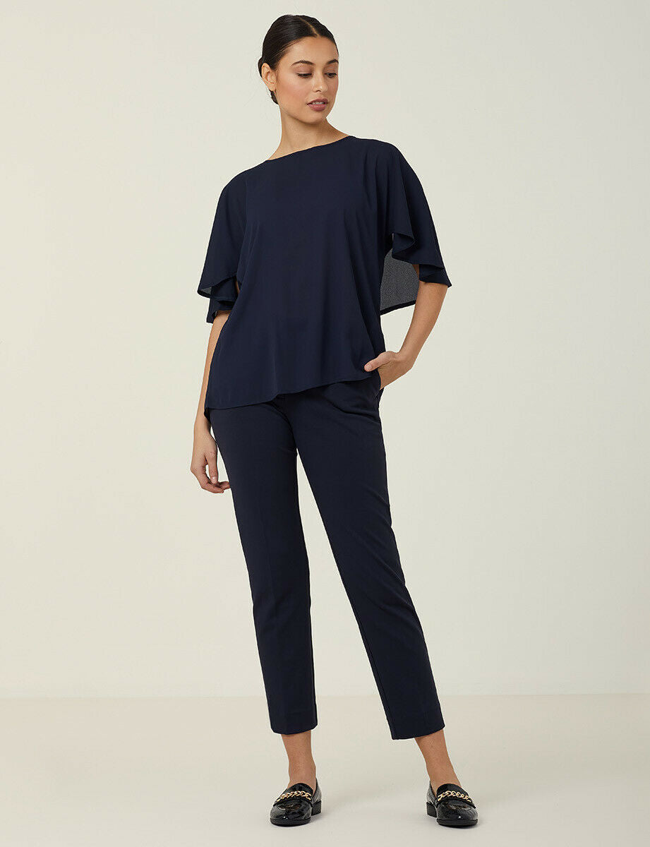 NNT Womens Georgie  Cape Short Sleeve Blouse Classic Fit Comfortable CATUKD- Bannav S Bannav LLC 