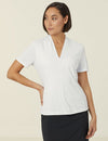 NNT Womens Matt Jersey V Neck Business Short Sleeve Formal Shirt Comfy CATUHP- Bannav S Bannav LLC 