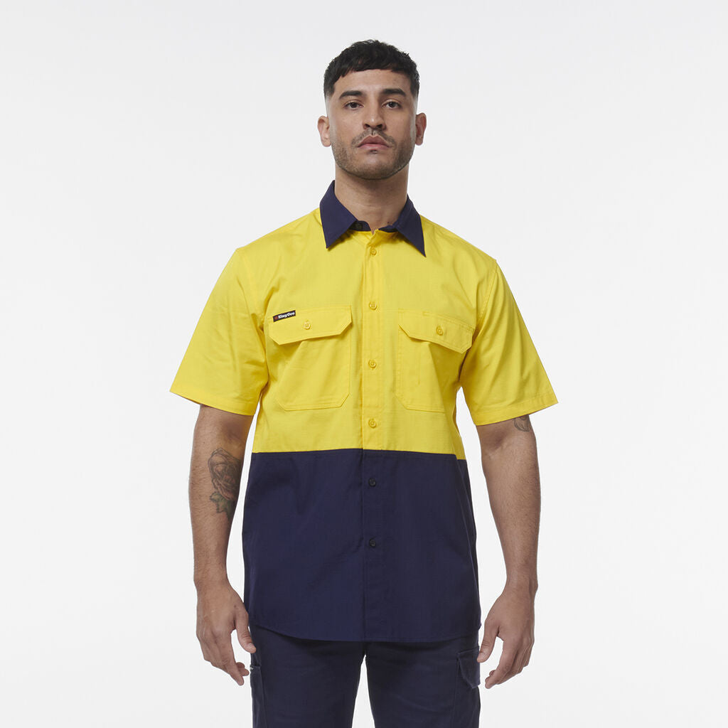 KingGee Men Workcool Vented Spliced Short Sleeve Shirt K54008- Bannav S Bannav LLC 