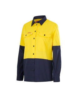 Hard Yakka Womens Long Sleeve HI Vis 2 Tone Reflective Vented Shirt Y08423- Bannav S Bannav LLC 