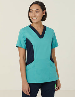 NNT Womens Nightingale V Neck Contrast Scrub Top Nurse Workwear Comfort CATULL- Bannav S Bannav LLC 