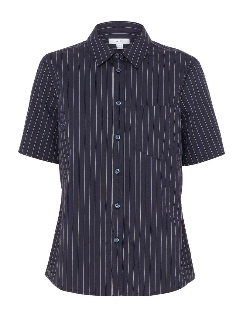 NNT Womens Avignon Pintripe Short Sleeve Slim Casual Shirt  Business CATUK6- Bannav S Bannav LLC 