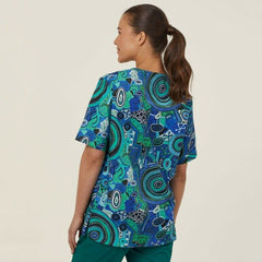 NNT Uniforms Unisex Warlu Indigenous Print Scrub Top V Neck Nurses Work CATRFR- Bannav S Bannav LLC 