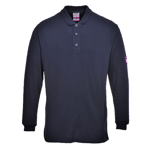 Portwest Flame Resistant Anti-Static Long Sleeve Polo Shirt Ribbed Collar FR10- Bannav S Bannav LLC 