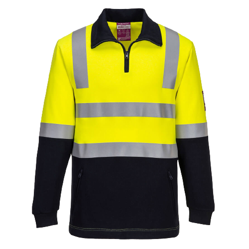 Portwest Flame Resistant Hi-Vis Brushed Fleece 1/2 Zip Jumper Comfortable MF202- Bannav S Bannav LLC 