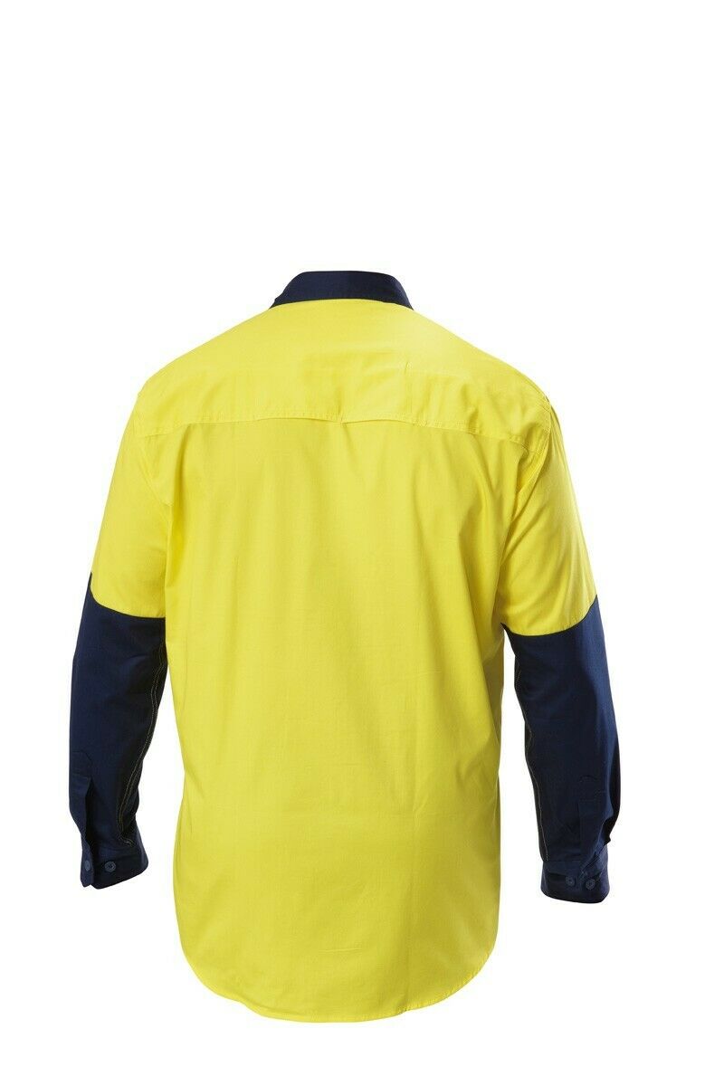 Hard Yakka Koolgear Hi-Vis Long Sleeve Work Shirt Vented Lightweight Y07558- Bannav S Bannav LLC 