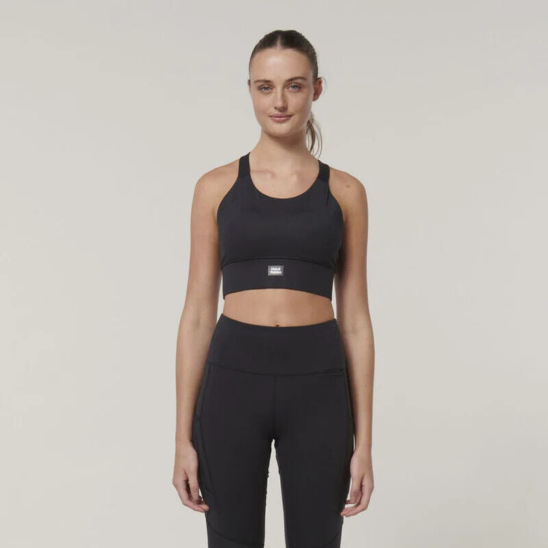 Hard Yakka Womens Form-Fitting Workout  Top Stretch Sport X Work Crop Y08060- Bannav S Bannav LLC 