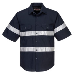 Portwest Geelong Shirt, Short Sleeve, Regular Weight Reflective Work MA909- Bannav S Bannav LLC 