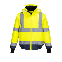 Portwest Hi-Vis Essential 2-in-1 Bomber Jacket with tape Reflective Safety MJ464- Bannav S Bannav LLC 