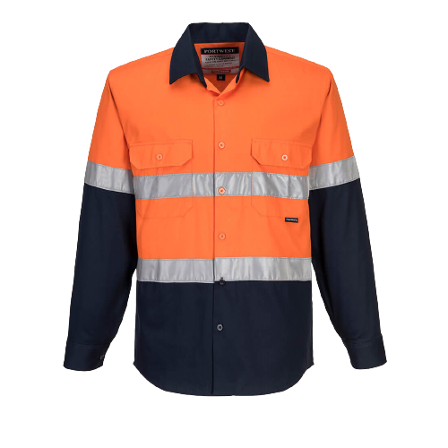 Portwest Hi-Vis Two Tone Regular Weight Long Sleeve Shirt Tape Safety MA101- Bannav S Bannav LLC 