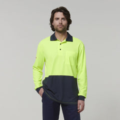 Hard Yakka Mens Safety Work Long Sleeve HI VIS Polo Y19617- Bannav S Bannav LLC 