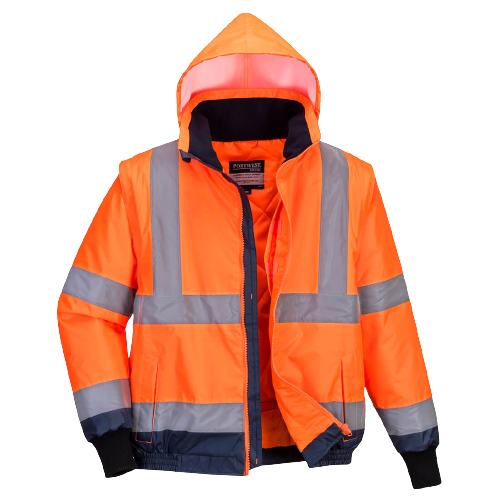 Portwest Hi-Vis Essential 2-in-1 Bomber Jacket with tape Reflective Safety MJ464- Bannav S Bannav LLC 
