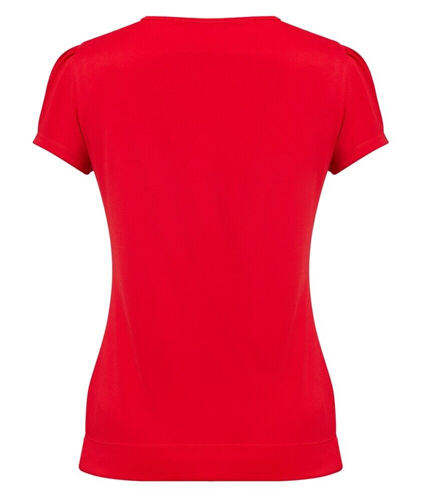 Womens NNT Uniforms Cap Short Sleeve T-Top Ruffle Neck Top Corporate CAT48F- Bannav S Bannav LLC 