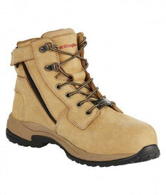 Womens KingGee Tradie Zip Up Safety Toe Nubuck Leather Gel Work Boots K27380- Bannav S Bannav LLC 