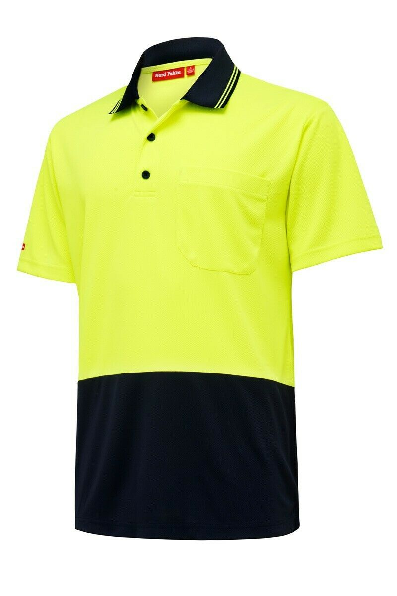 Hard Yakka Core Hi-Vis Micro Safety Cool Polo Work Shirt Tradie S/S Y19605- Bannav S Bannav LLC 