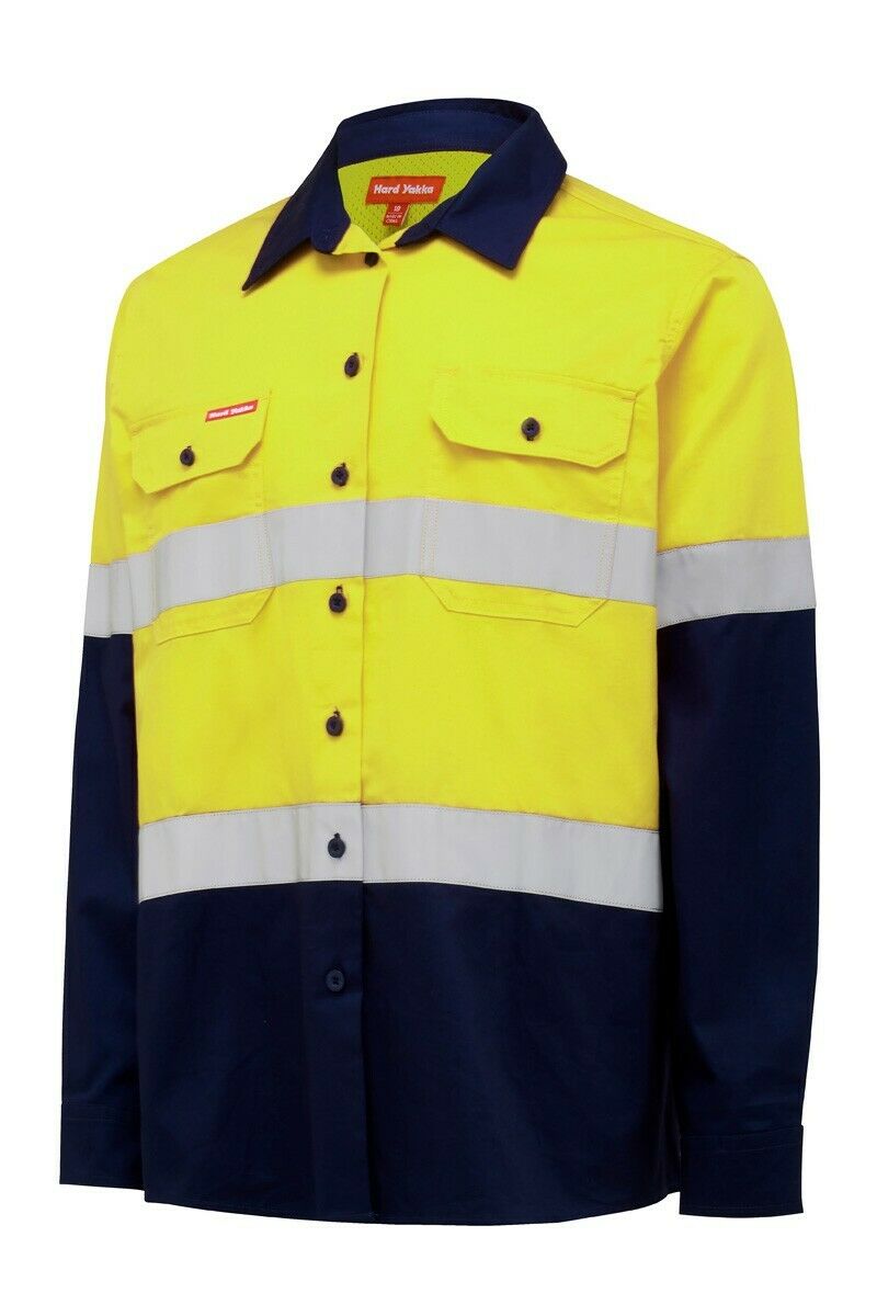 Womens Hard Yakka Hi-Vis Shirt Light Weight Vent Taped Modern Fit Y08805- Bannav S Bannav LLC 