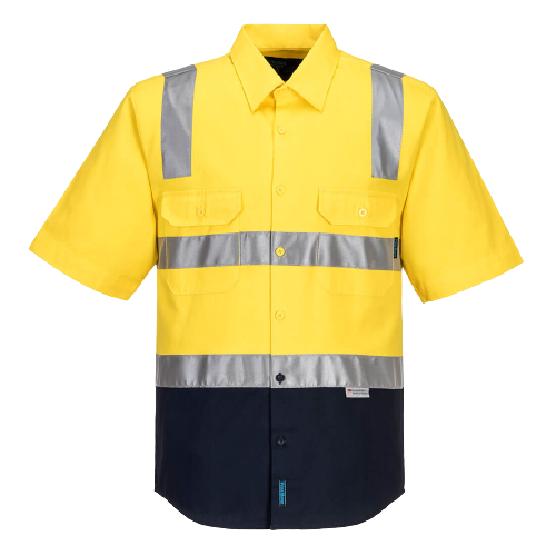 Portwest Hi-Vis Two Tone Regular Weight Shirt Tape Over Shoulder Safety MS102- Bannav S Bannav LLC 