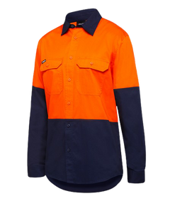 KingGee Mens Stretch Spliced Shirt Comfort Work Safety Cotton Hi-Vis Hem K04035- Bannav S Bannav LLC 