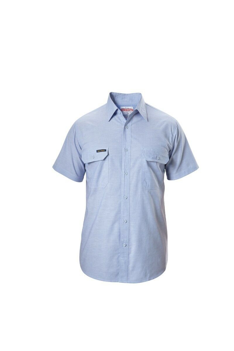 Hard Yakka Short Sleeve Chambray Light Cotton Business Work Shirt Y07529- Bannav S Bannav LLC 