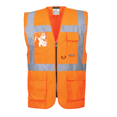 Portwest Berlin Executive Vest Hi Vis Front Zip Open Reflective Work Safety S476- Bannav S Bannav LLC 