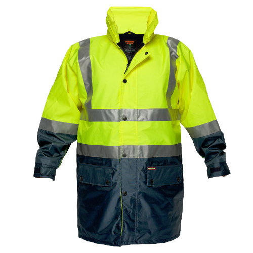 Portwest Fleece Lined Rain Jacket with Tape 2 Tone Reflective Work Safety MJ208- Bannav S Bannav LLC 