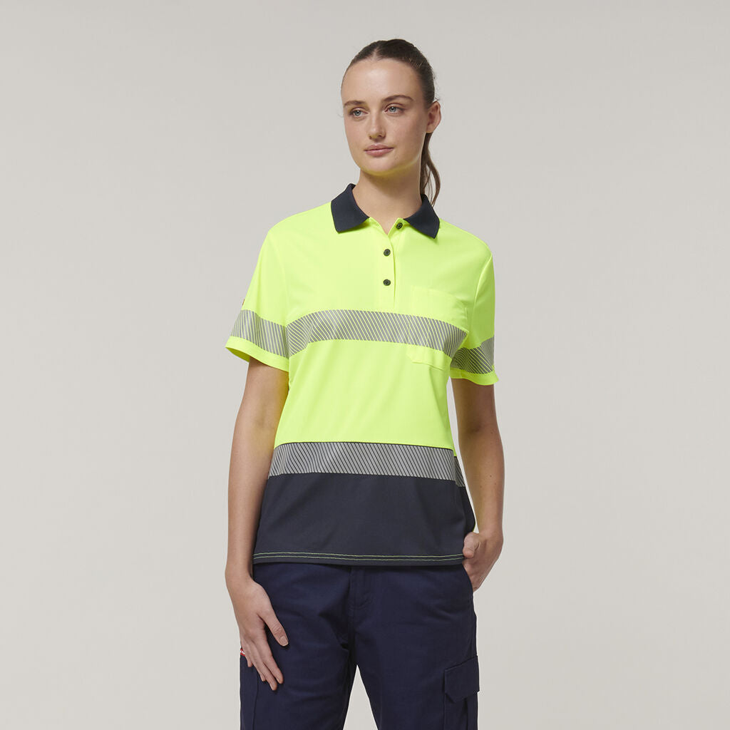 Hard Yakka Womens Safety Work Short Sleeve HI VIS Taped Polo Y08602- Bannav S Bannav LLC 