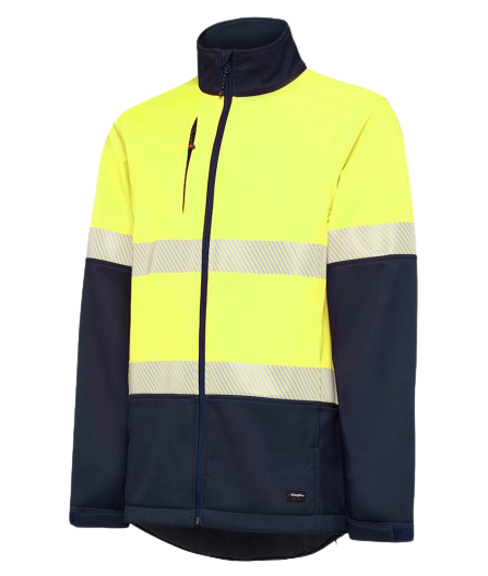 KingGee Mens Hi Vis Softshell Jacket 3 Layer Warm Fleece Comfort Work K05002- Bannav S Bannav LLC 