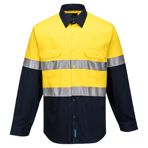 Portwest Hi-Vis Two Tone Regular Weight Long Sleeve Shirt Tape Safety MA101- Bannav S Bannav LLC 
