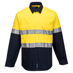 Portwest Hi-Vis Two Tone Regular Weight Long Sleeve Shirt Tape Safety MA101- Bannav S Bannav LLC 