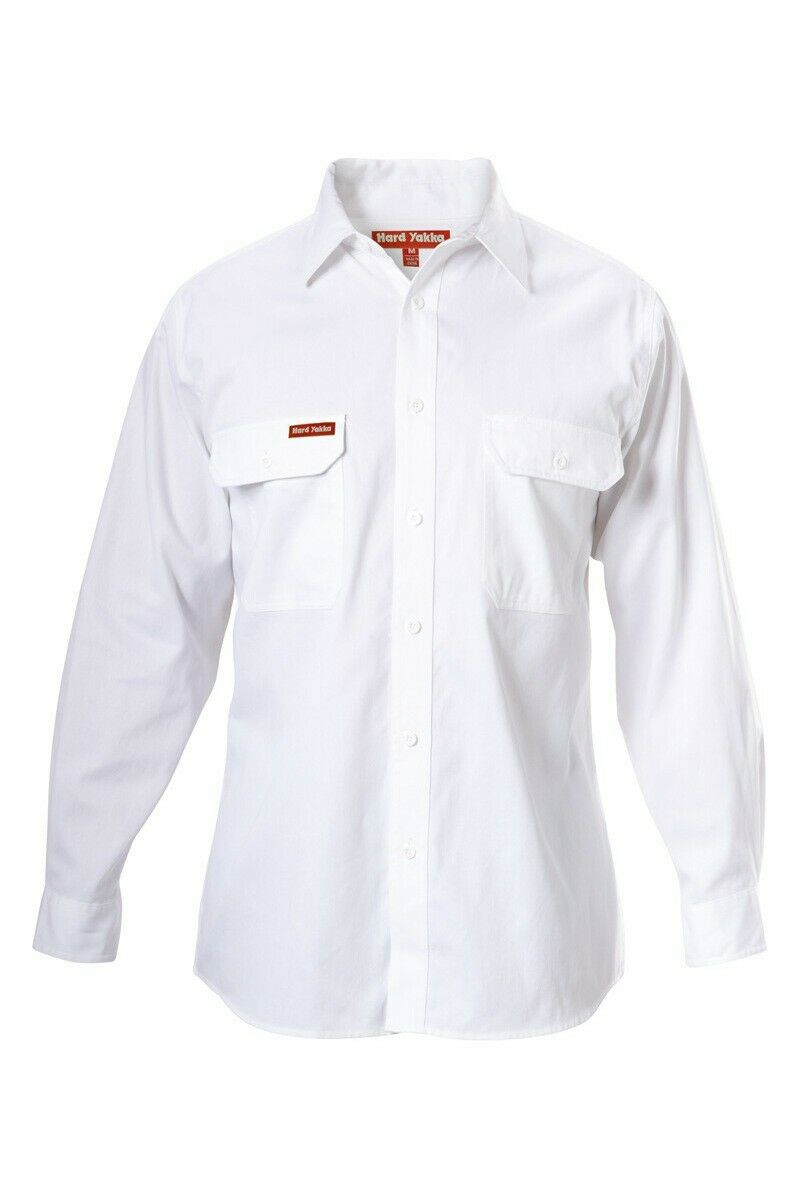 Hard Yakka Long Sleeve Cotton Drill Work Shirt Tradie Safety Button Y07500- Bannav S Bannav LLC 