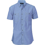 DNC Workwear MensCotton Chambray Shirt , Twin Pocket - Short Sleeve 4101- Bannav S Bannav LLC 