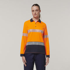 Hard Yakka Safety Work Womens Long Sleeve HI VIS Taped Polo Y08604- Bannav S Bannav LLC 