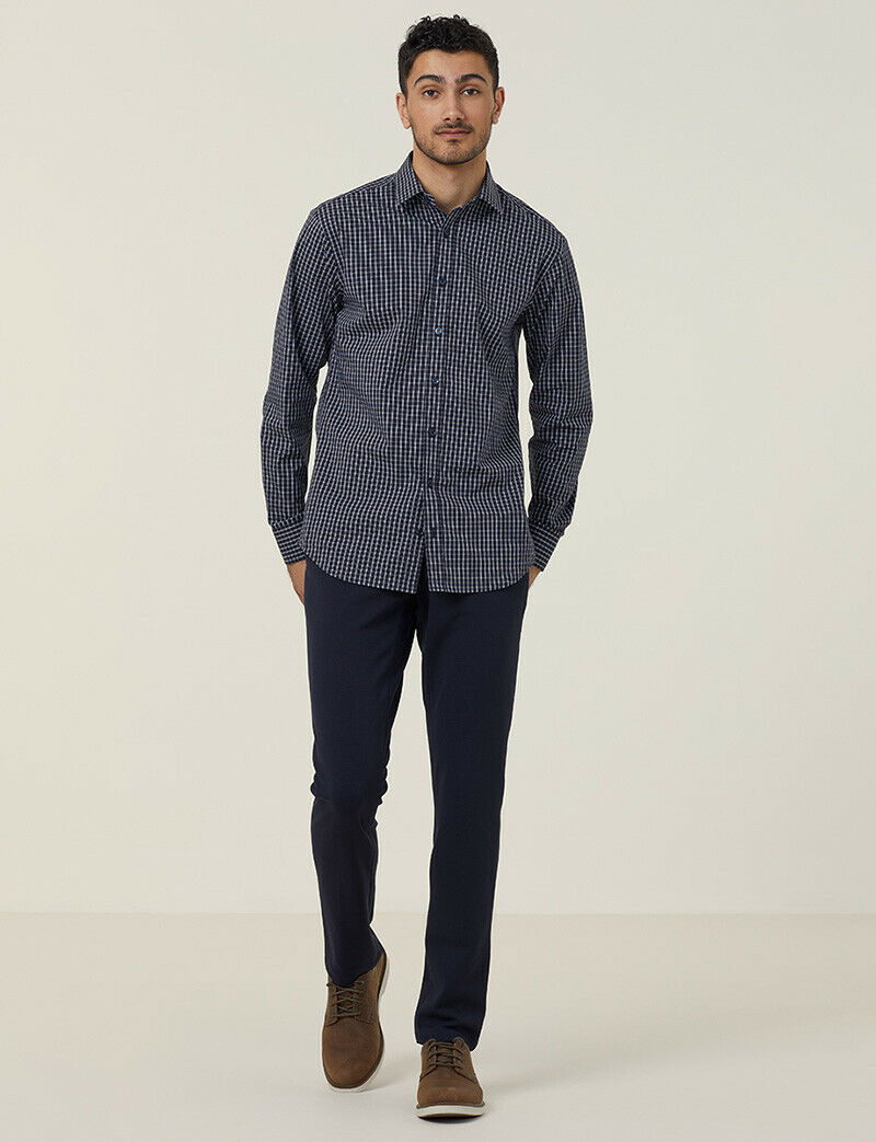 NNT Mens Business Long Sleeve Check Shirt Avignon Formal Shirts Comfort CATJDE- Bannav S Bannav LLC 