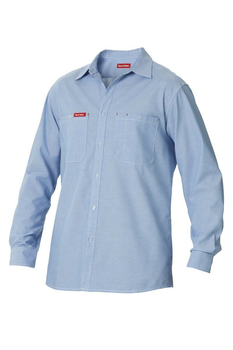 Hard Yakka Foundations Chambray Long Sleeve Work Office Collar Shirt Y07338- Bannav S Bannav LLC 